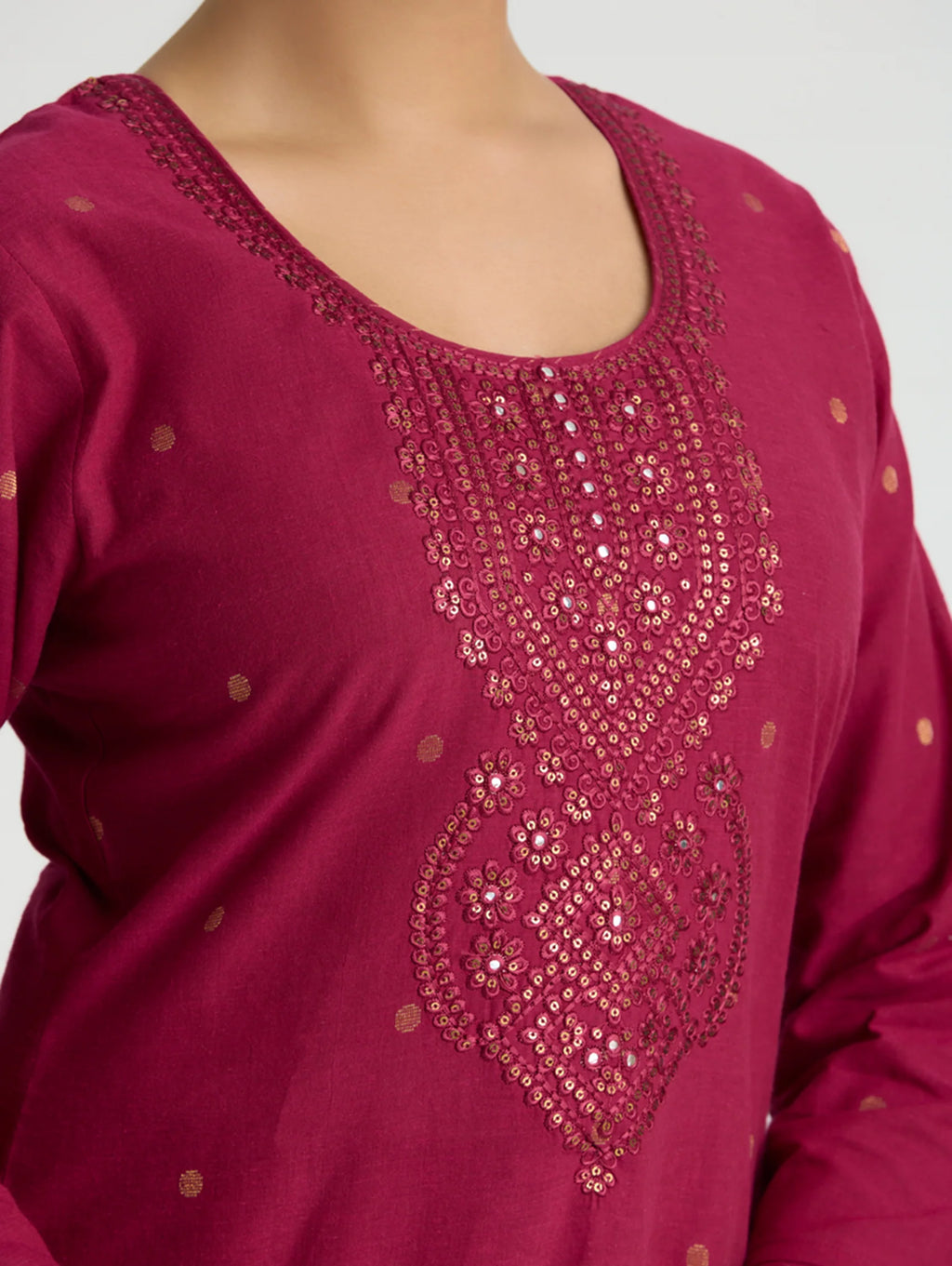 Rogue Pink Embroidered Zari-Jamdani Pure Cotton Suit Set with Dupatta