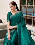 Green Tissue Silk Sequence Embroidery Saree