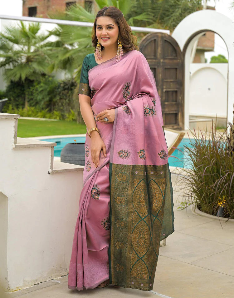 Mauve Silk Woven Saree