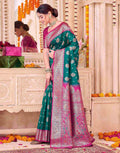 Teal Green Silk Woven Saree