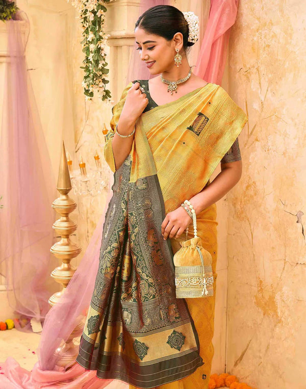 Yellow Silk Woven Patola Saree