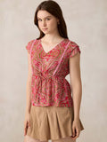 Pink Printed Crinkled Top