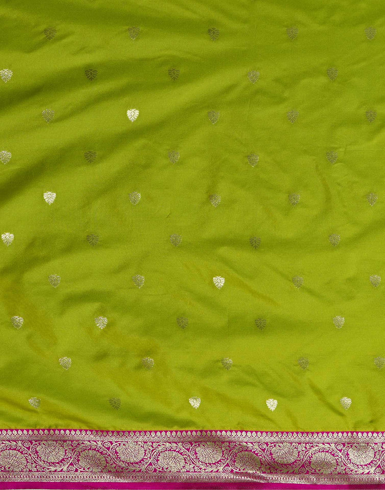 Parrot Green Silk Woven Banarasi Saree