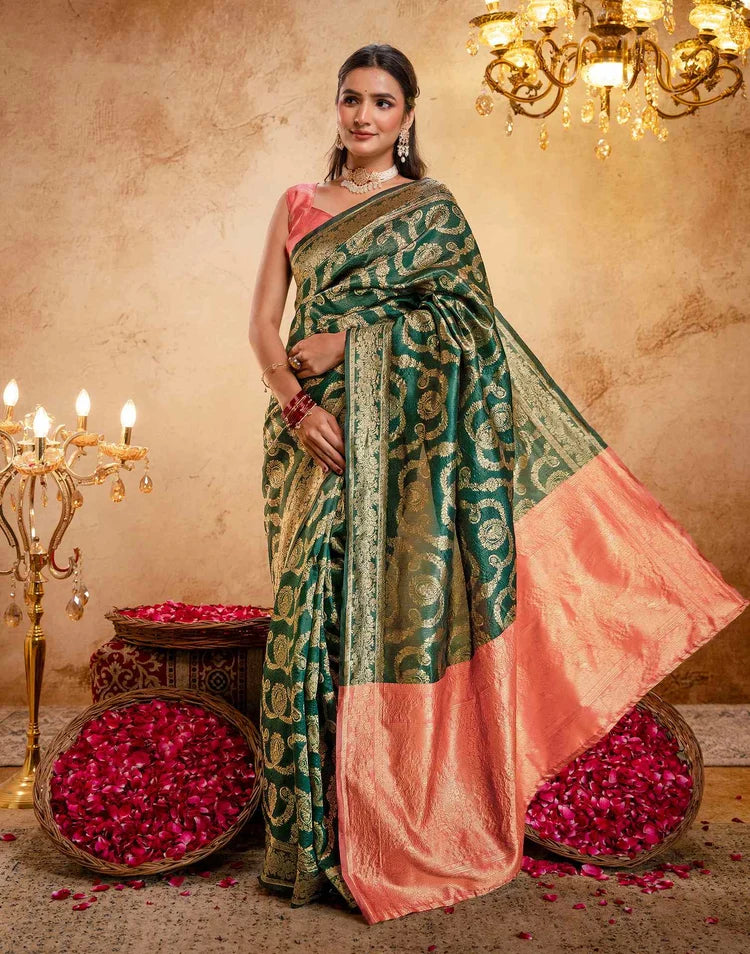 Green Silk Woven Banarasi Saree