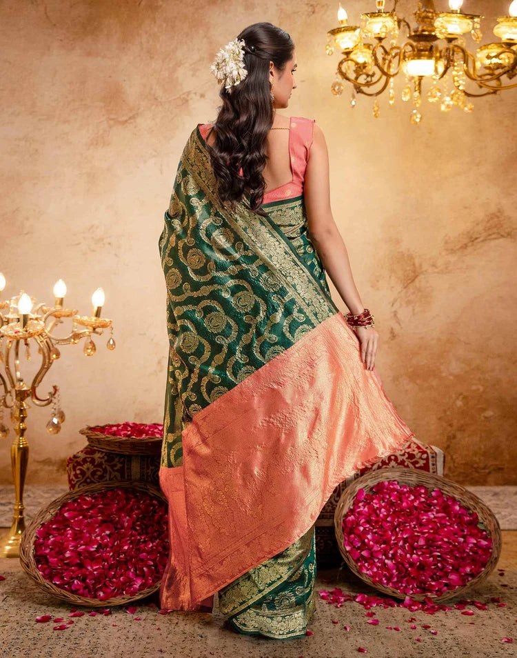 Green Silk Woven Banarasi Saree