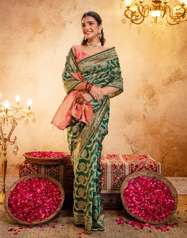 Green Silk Woven Banarasi Saree