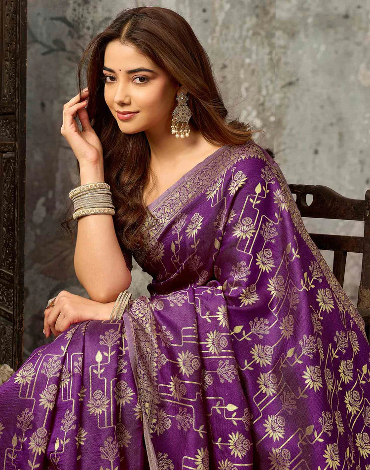 Magenta Silk Woven Banarasi Saree