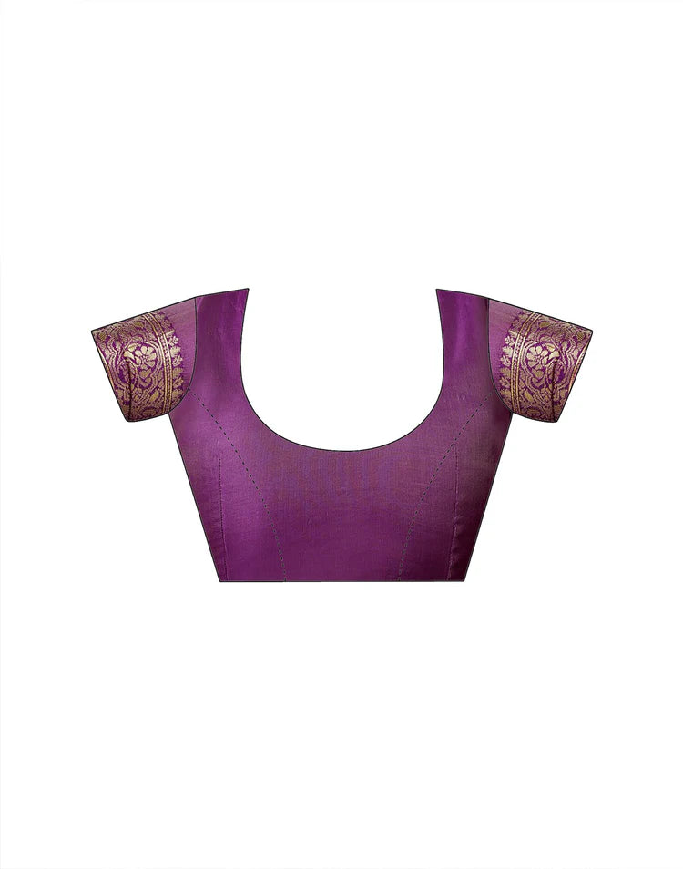 Magenta Silk Woven Banarasi Saree