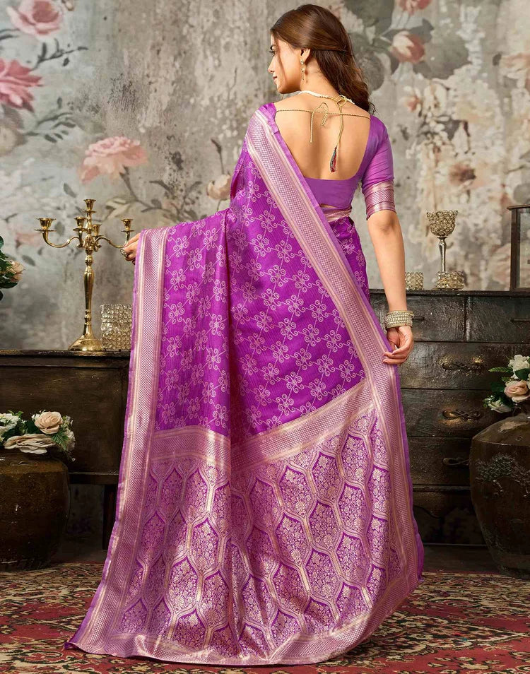 Purple Silk Woven Banarasi Saree