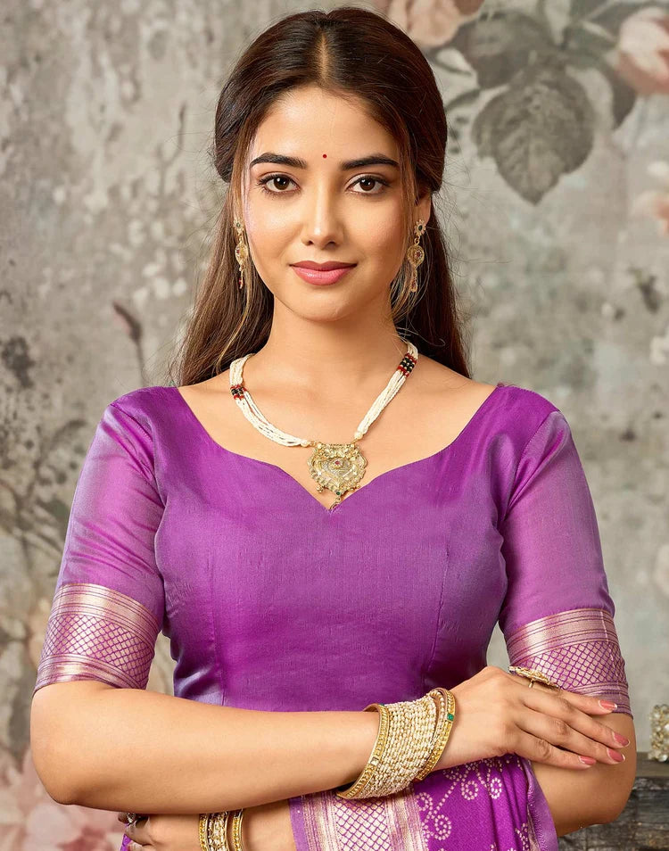 Purple Silk Woven Banarasi Saree