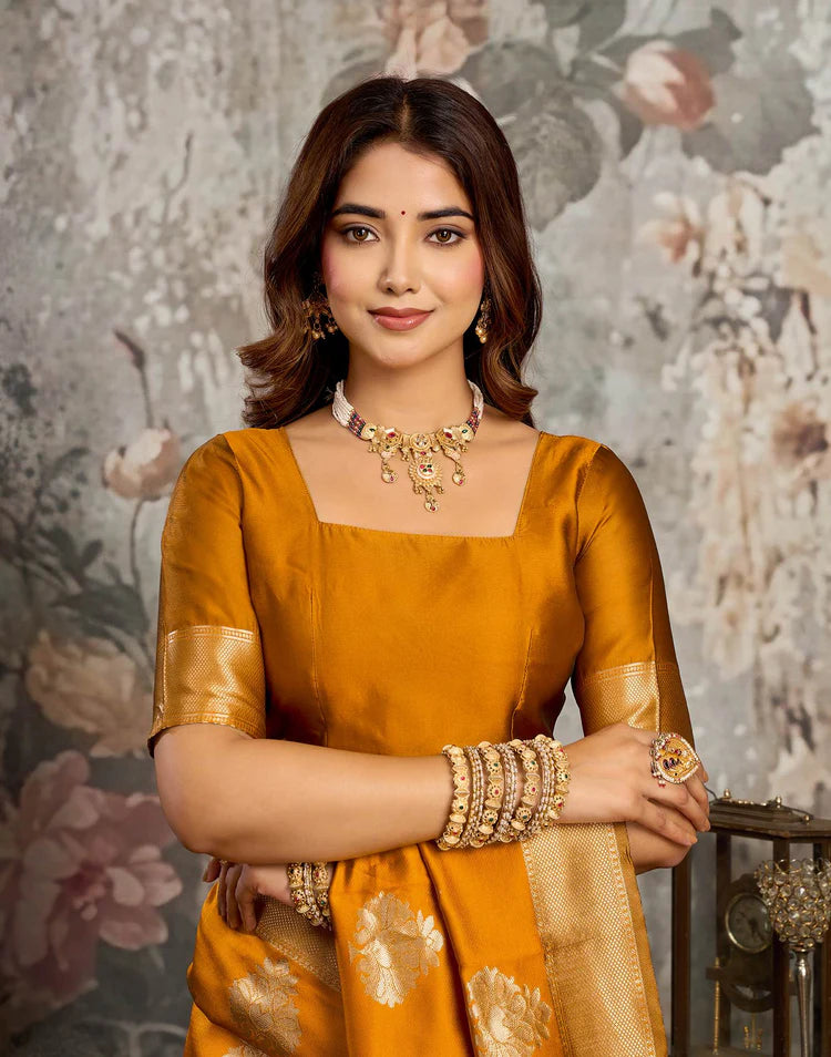 Yellow Silk Woven Banarasi Saree