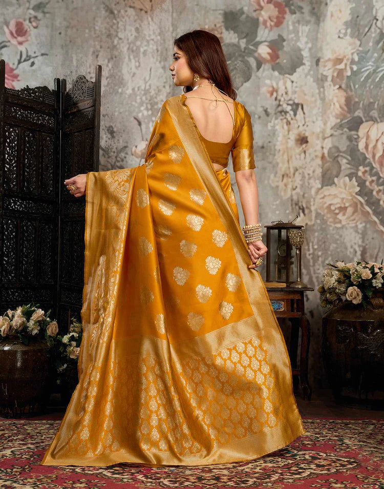 Yellow Silk Woven Banarasi Saree