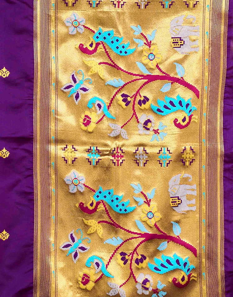 Purple Silk Woven Paithani Saree