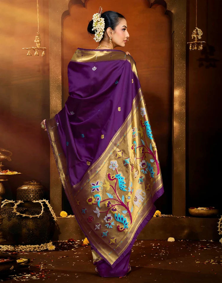 Purple Silk Woven Paithani Saree