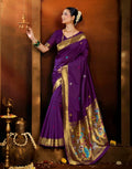 Purple Silk Woven Paithani Saree