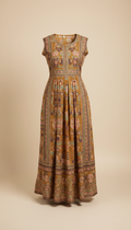Antique Gold Georgette Kurti With Ethnic Prints
