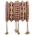 Peora Gold Plated Faux Kundan Studded Ethnic Bangles With Latkan Jewellery Gift for Women | Size - 2.6 inch