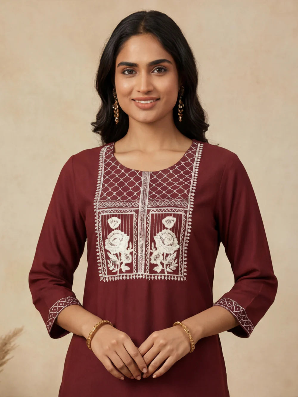 Thread Embroidered Cotton Kurta