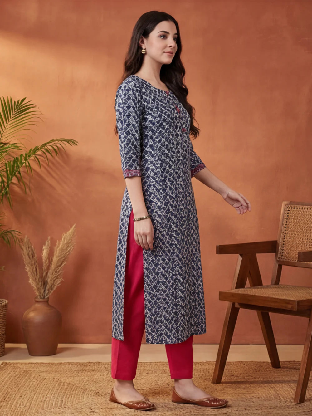 Floral Printed Straight Pure Cotton Kurta