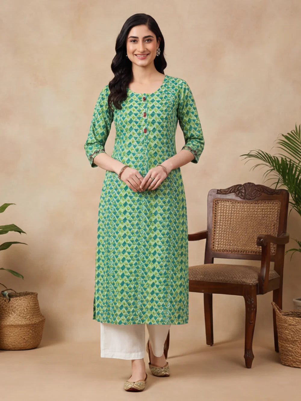 Women Floral Print Pure Cotton Straight Kurta