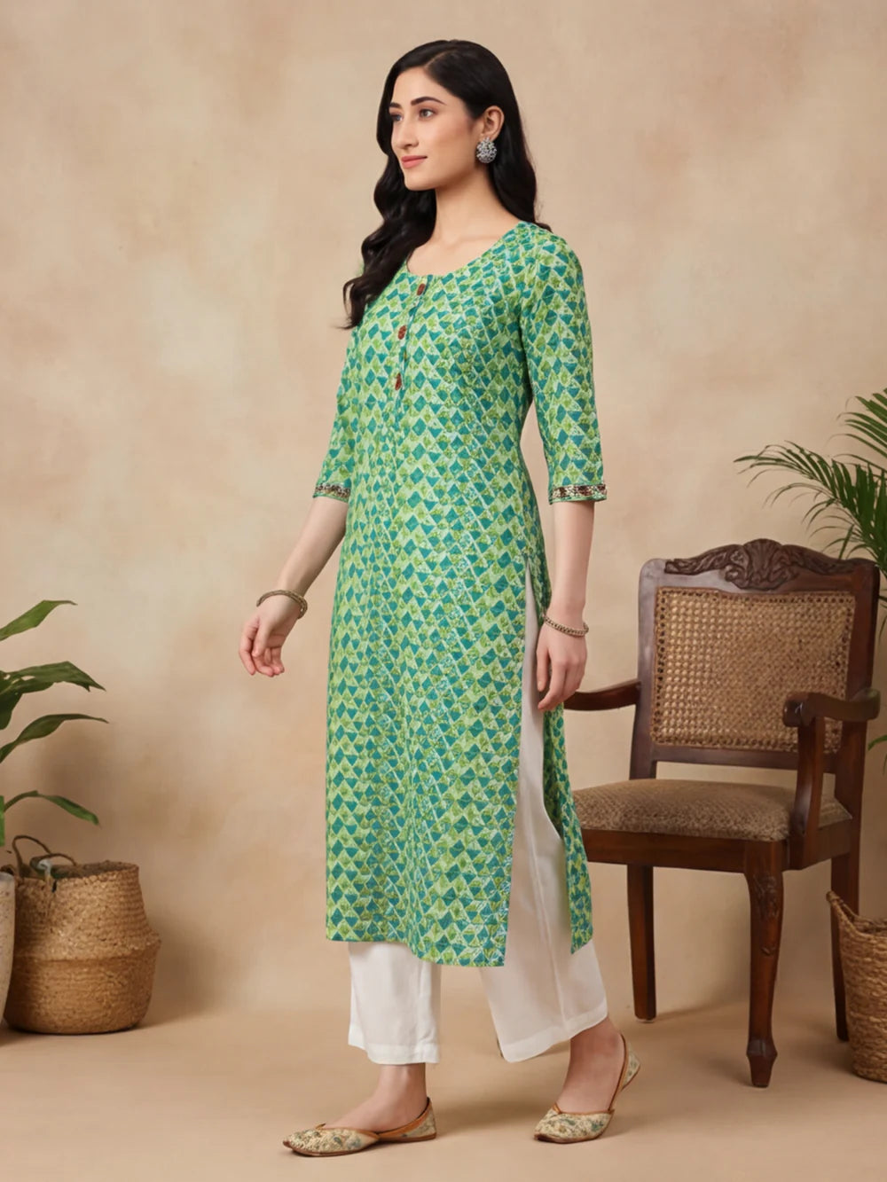 Women Floral Print Pure Cotton Straight Kurta