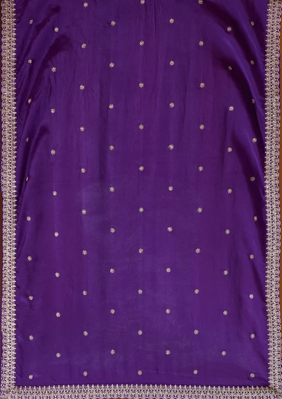 Purple Zariwork (Silver) Crepe Readymade Lehenga