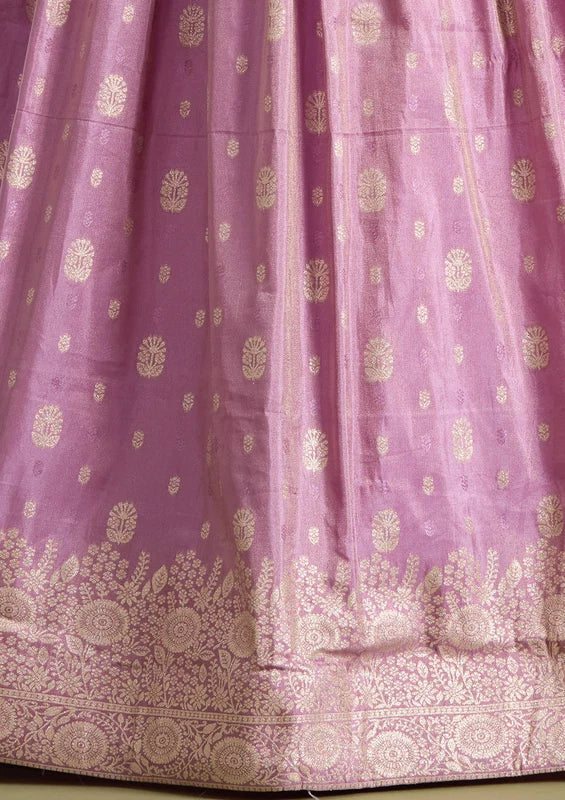 Lavender Sequins Banarasi Readymade Lehenga