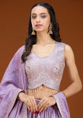 Lavender Zariwork (Silver) Soft Raw Silk Readymade Lehenga