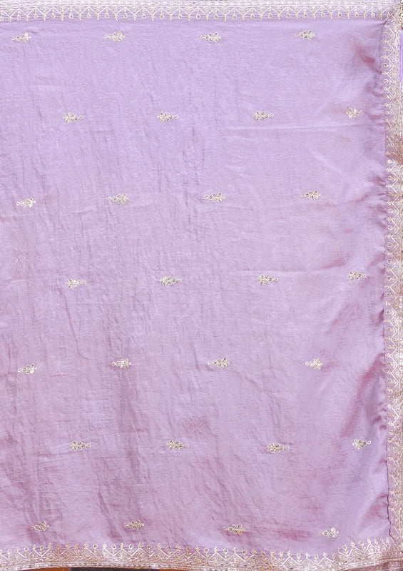 Lavender Zariwork (Silver) Soft Raw Silk Readymade Lehenga