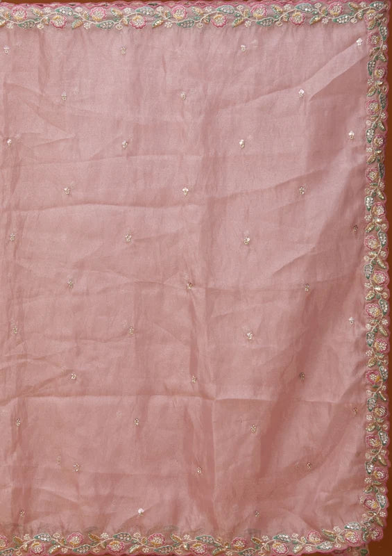 Pink Cording Tissue Readymade Lehenga