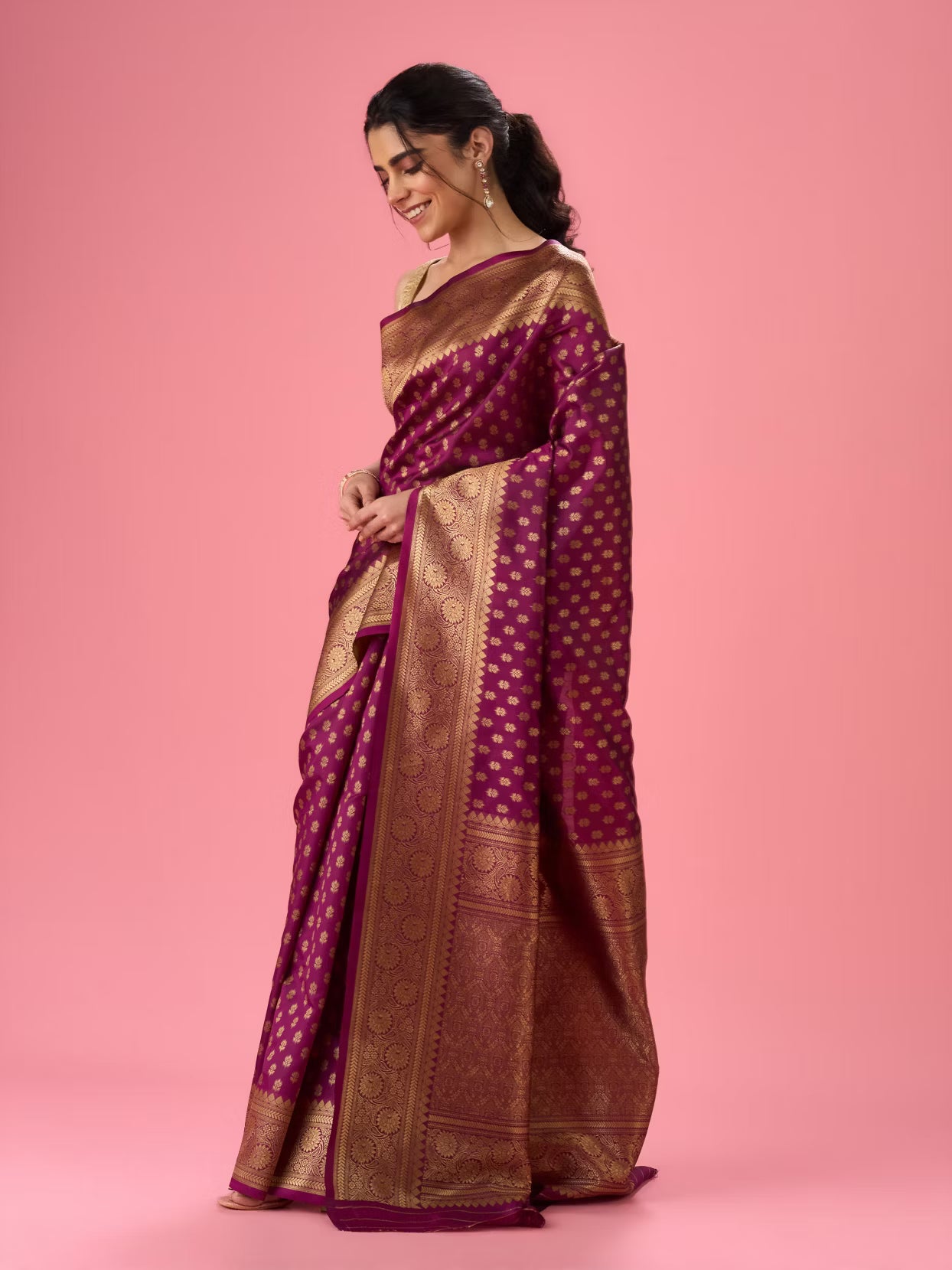 Wine Tint Saree Elegance