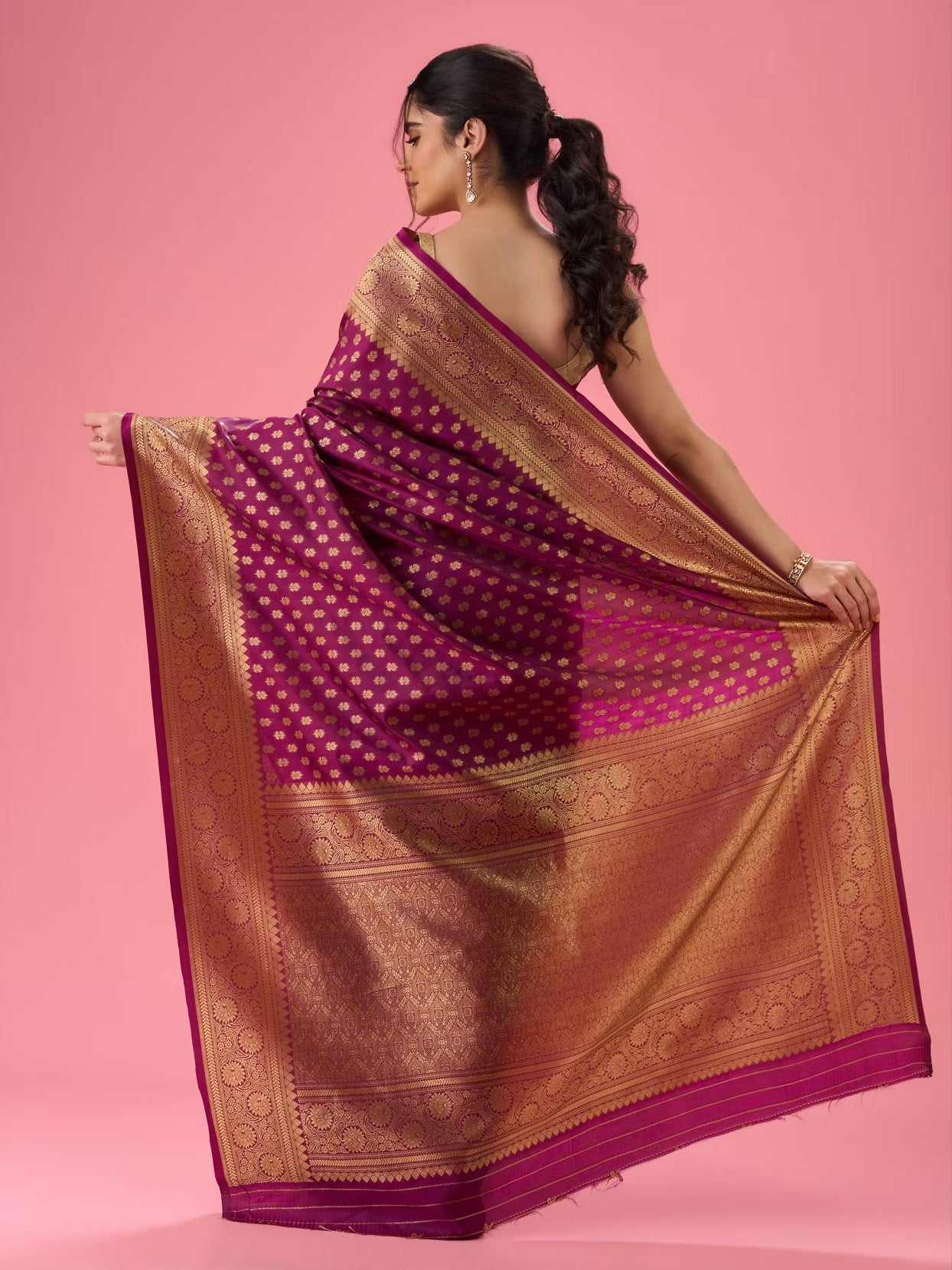 Wine Tint Saree Elegance