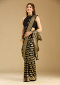 Black Georgette Buti Stonework Saree With Matching Blouse Piece