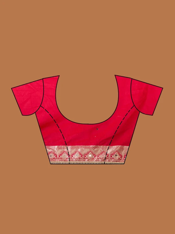 Red Silk Buti Gold Stonework Saree With Matching Blouse Piece