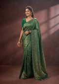 Bottle Green Patola Art Silk Saree