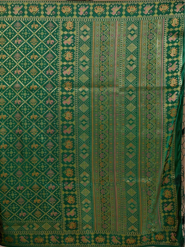 Bottle Green Patola Art Silk Saree