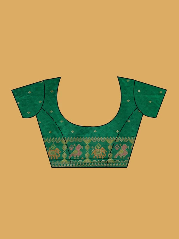 Bottle Green Patola Art Silk Saree
