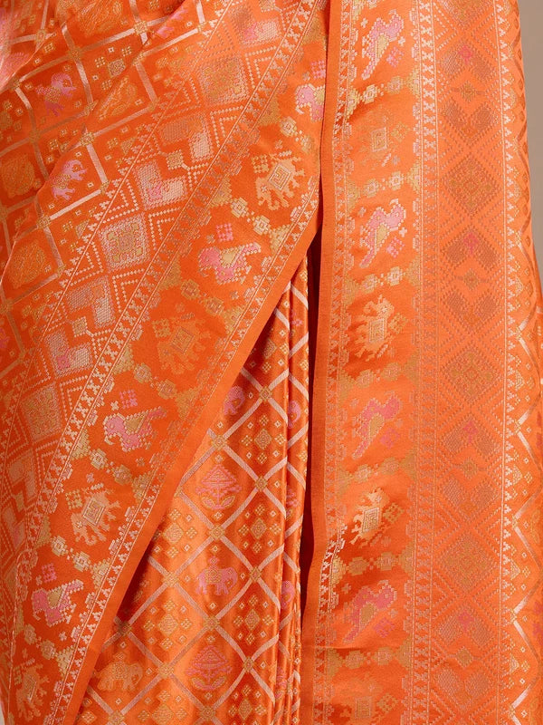 Rust Patola Art Silk Saree