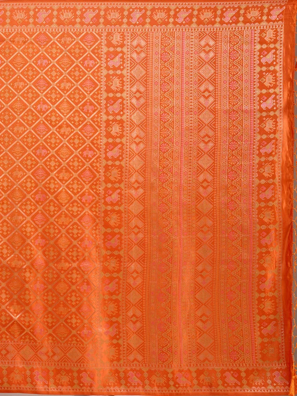 Rust Patola Art Silk Saree