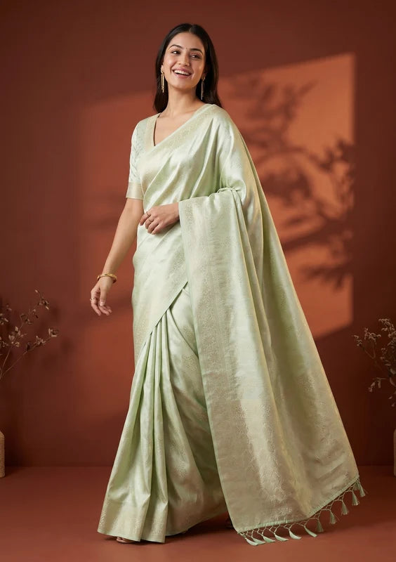 Pista Green Banarasi Art Silk Saree