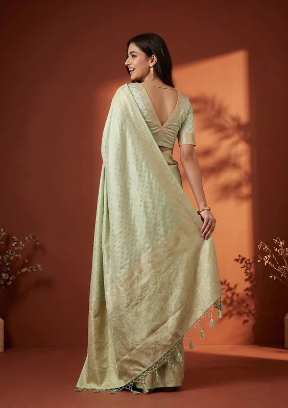 Pista Green Banarasi Art Silk Saree