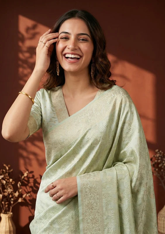 Pista Green Banarasi Art Silk Saree