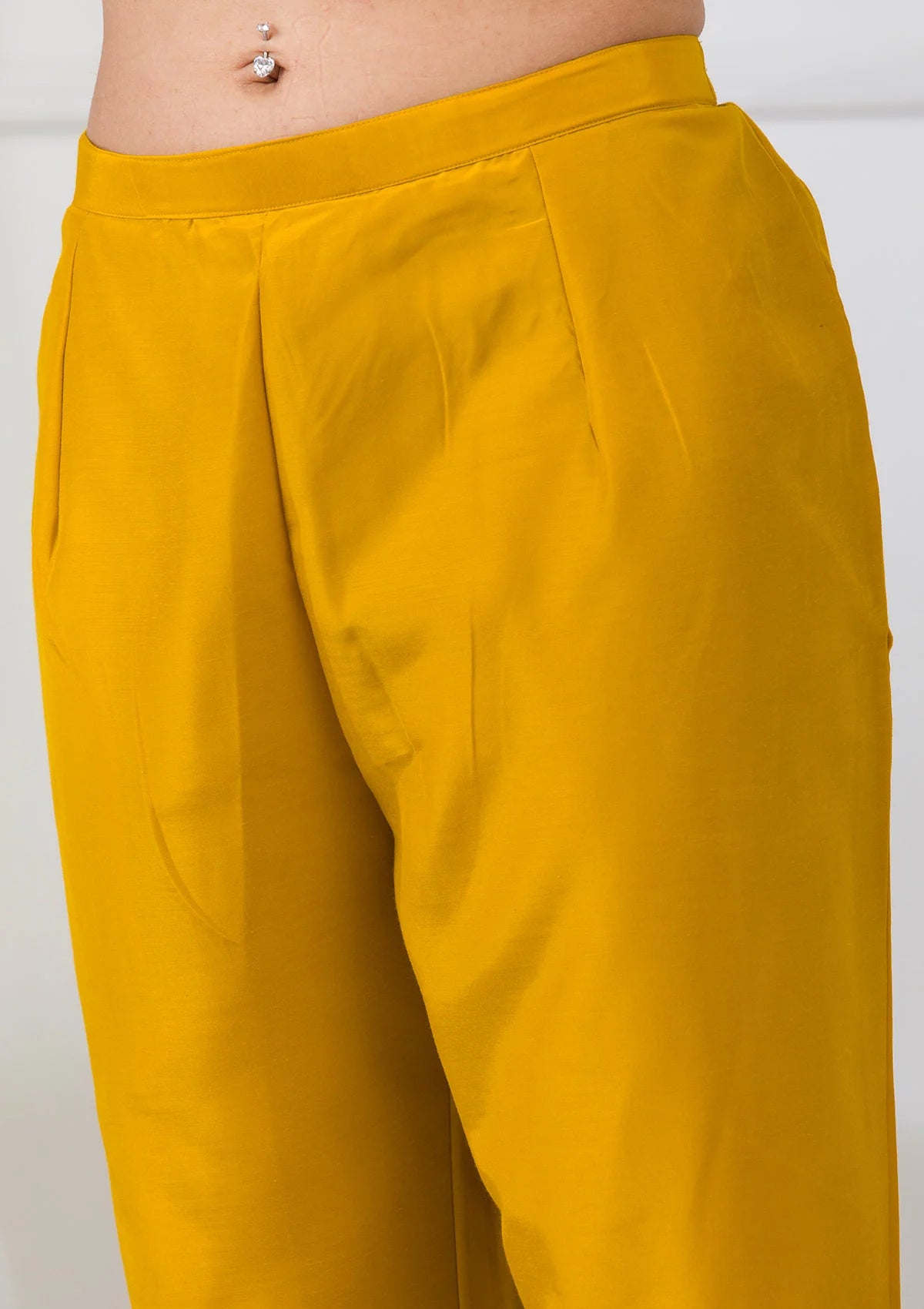 Mustard Soft Raw Silk Gold Zariwork Straight Kurta With Pant Regular And Dupatta