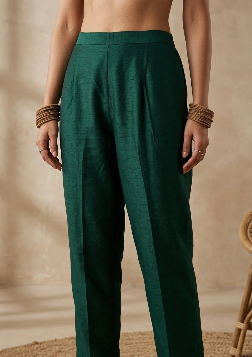 Bottle Green Soft Raw Silk Gold Zariwork Straight Kurta With Pant Regular And DupattaBottle Green Soft Raw Silk Gold Zariwork Straight Kurta With Pant Regular And Dupatta