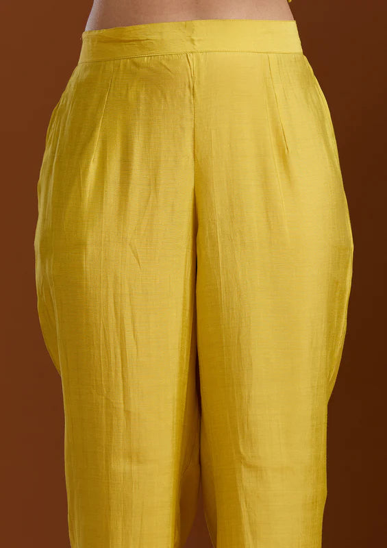 Yellow Cutdana Chanderi Readymade Salwar Suit