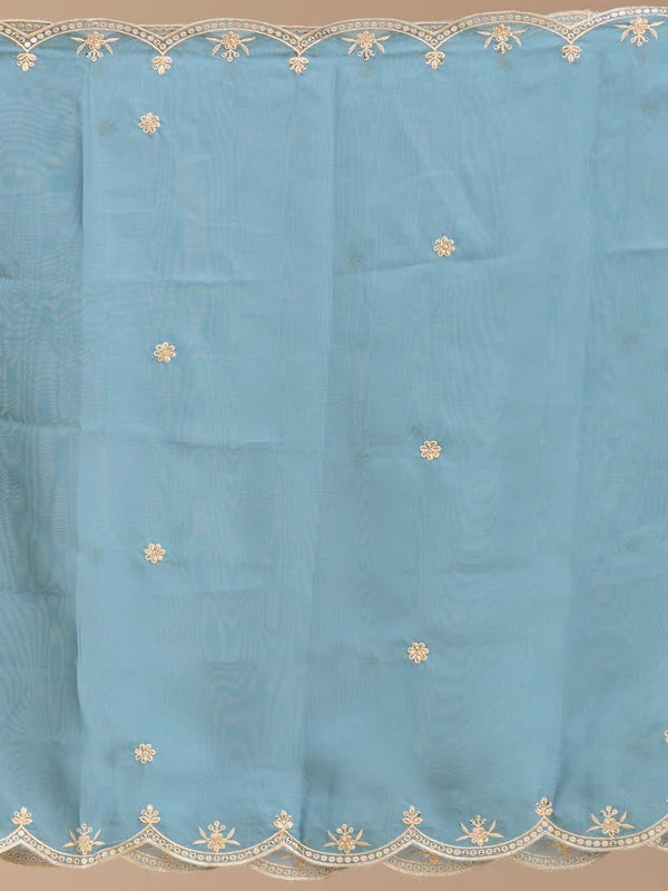 Off White Art Silk Cording A Line Kurta With Pant Regular And Dupatta