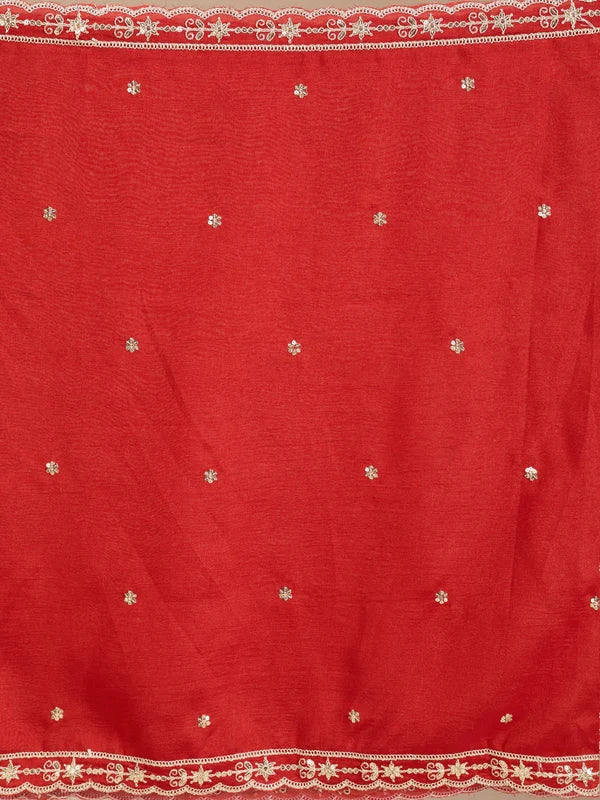 Rust Zariwork (Gold) Soft Raw Silk Readymade Salwar Suit
