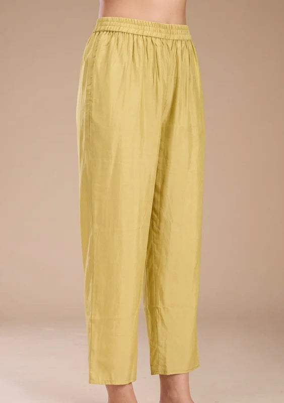 Lemon Yellow Threadwork Chanderi Readymade Salwar Suit