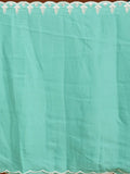 Sea Green Soft Raw Silk Threadwork Straight Kurta With Regular Pant And Dupatta