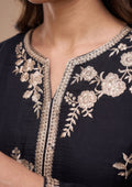 Black Zardozi (Gold) Chanderi Readymade Salwar Suit